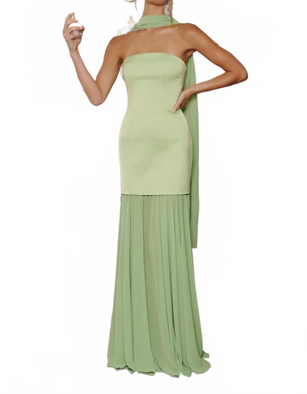 NEW AMORIS save the date chiffon maxi dress in sage
